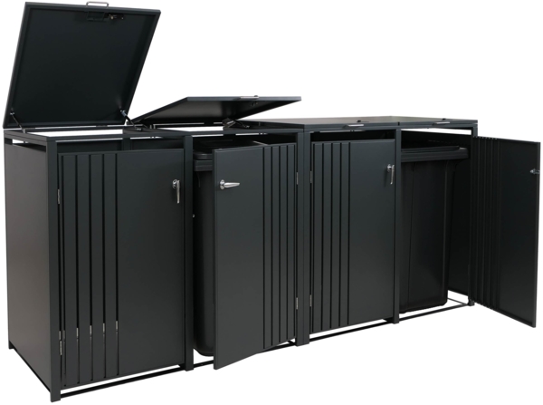 4er-Mülltonnenverkleidung HWC-O67, Mülltonnenbox mit Deckel, Metall 122x264x84cm 104kg ~ anthrazit