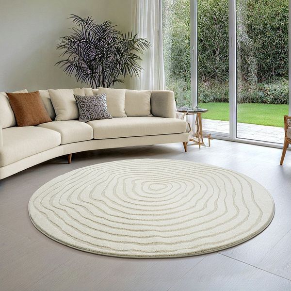 merinos Teppich Elio, rund, Höhe: 16 mm, moderner Kurzflor Teppich mit Hoch-Tief-Effekt, 3D Effekt