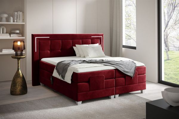 Boxspringbett Elektrisch Bett DORES 180x200cm in Stoff Fresh Rot