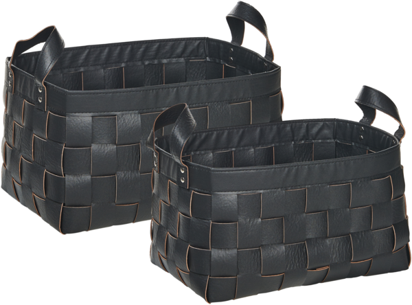 Aufbewahrungskorb 2er Set SIPPAR Kunstleder Schwarz
