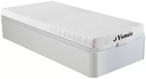 Vente-unique - STELO Mattress and bed base set Holz, PlatteStoff Weiß - B 90 cm x H 30 cm12 cm x L 190 cm