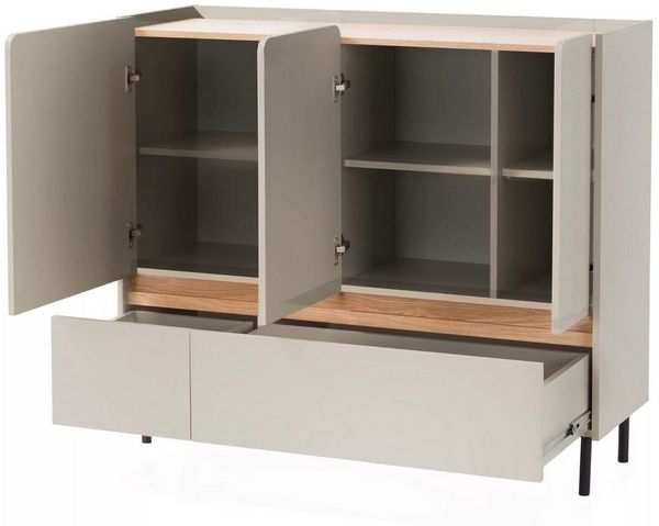 Deine Möbel 24 Kommode LIBU 08 Sideboard 120 cm breit (Set, 3 St, Kinderzimmer Jugendzimmer Schlafzimmer Wohnzimmer), LIBU-Kollektion Beige Eukalyptus Eiche