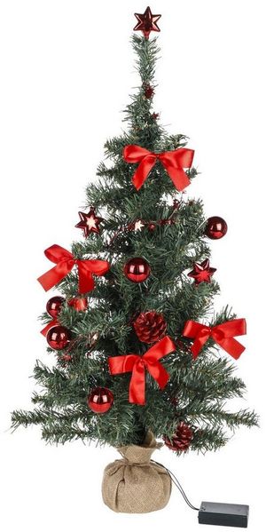 20 LED Weihnachtsbaum Tannenbaum Christbaum Baum geschmückt rot 75 cm