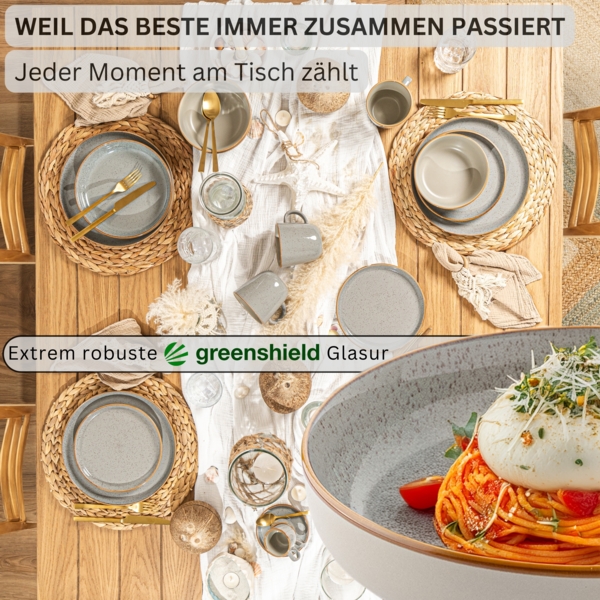 SÄNGER Pastaschalen Set Rio Perlgrau - 6 teilig aus Steingut Bild 3