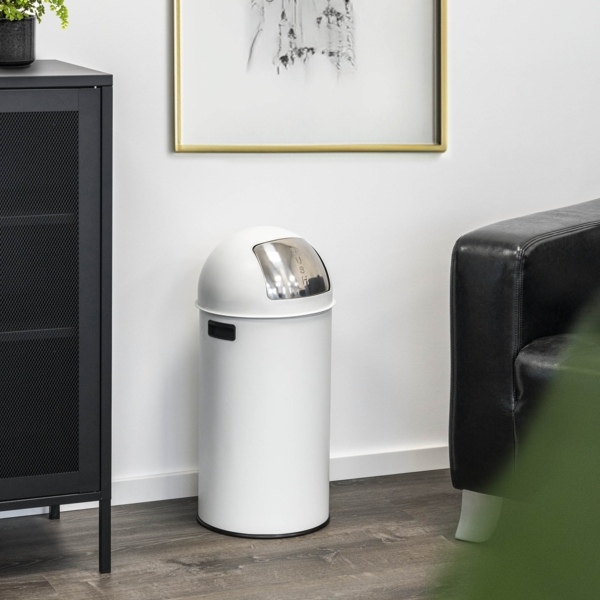 eluno Mülleimer Pushmülleimer 25 Liter aus Stahlblech, abnehmbarer Deckel Bild 2