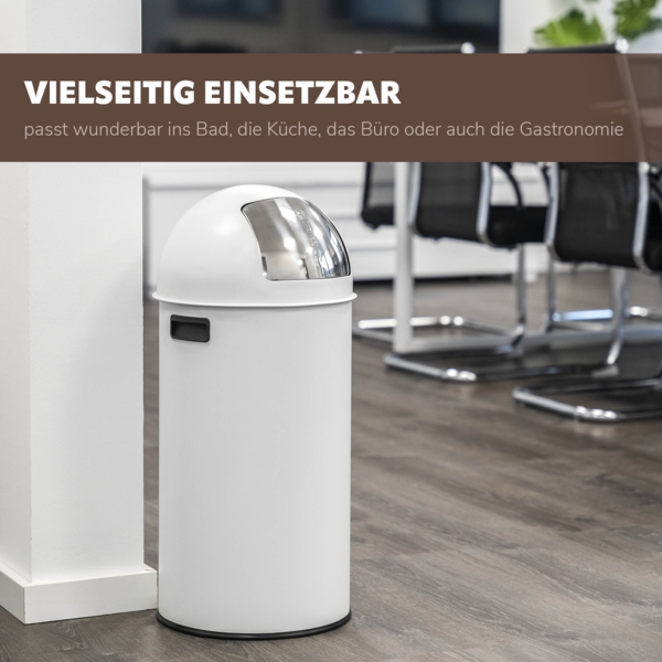 eluno Mülleimer Pushmülleimer 25 Liter aus Stahlblech, abnehmbarer Deckel Bild 6