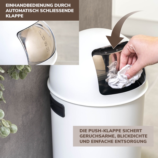 eluno Mülleimer Pushmülleimer 25 Liter aus Stahlblech, abnehmbarer Deckel Bild 3
