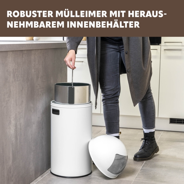 eluno Mülleimer Pushmülleimer 25 Liter aus Stahlblech, abnehmbarer Deckel Bild 4
