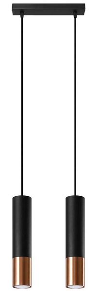 Pendelleuchte, Schwarz, Kupfer, Stahl, H 100 cm