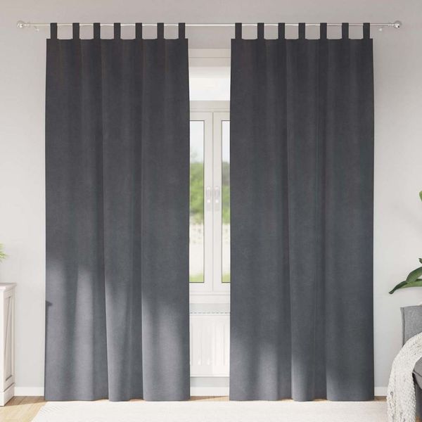 vidaXL Verdunkelungsvorhänge 2 pcs Hellgrau 140 x 245 cm Samt 4107296
