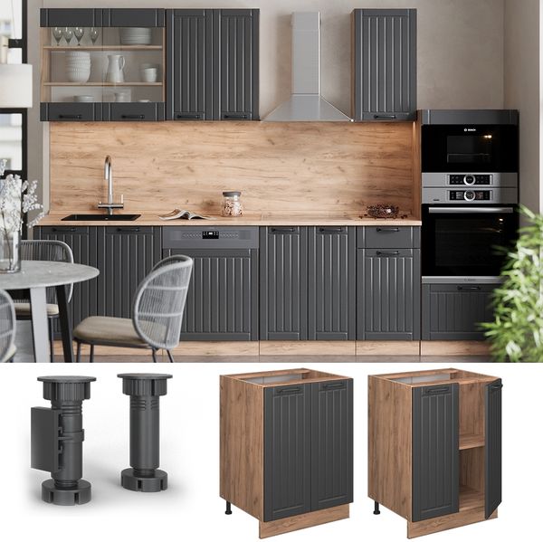 Küchenunterschrank Fame-Line Dunkelgrau 60 cm , AP Marmor Vicco Bild 4