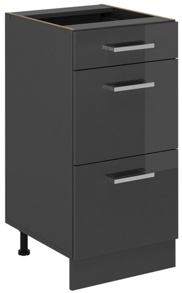 Küchenunterschrank R-Line Anthrazit Hochglanz 40 cm mit Schubladen, ohne Arbeitsplatte Vicco