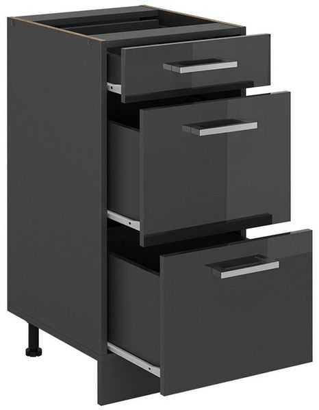 Küchenunterschrank R-Line Anthrazit Hochglanz 40 cm mit Schubladen, ohne Arbeitsplatte Vicco Bild 3