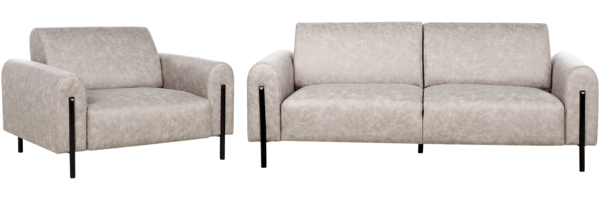 4-Sitzer Sofa Set Lederoptik hellgrau ASKIM