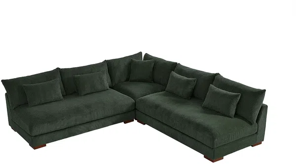 Vente-unique - SPERONE Sofa SamtStoff Grün - B 275 cm x H 85 cm x L 275 cm Bild 3