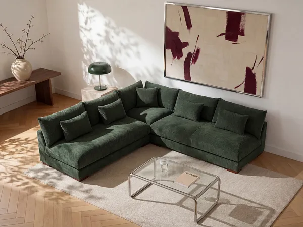 Vente-unique - SPERONE Sofa SamtStoff Grün - B 275 cm x H 85 cm x L 275 cm
