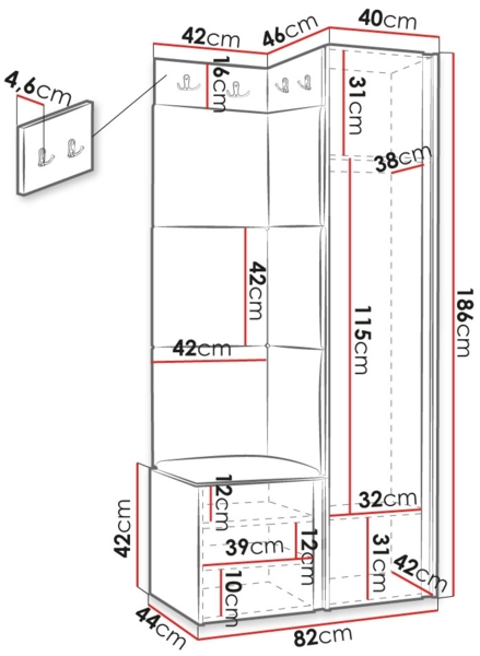 Garderoben-Set Rotuni XXVI (Farbe: Schwarz, Manila 26) Bild 6