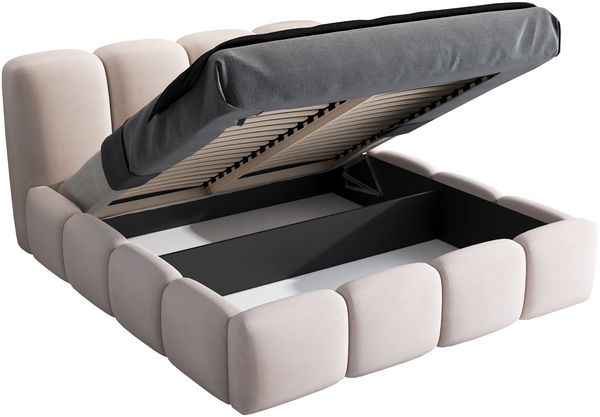 Polsterbett DONA 160x200 ohne Matratze mit Bettkasten und Lattenrost. Farbe: Silber 15 Bild 5