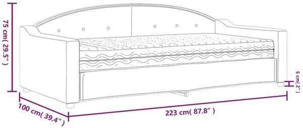 vidaXL Tagesbett mit Matratze Dunkelgrau 90x200 cm Stoff 3197513 Bild 12