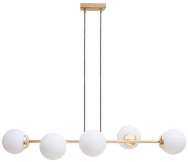 Licht-Erlebnisse Pendelleuchte DEKUT, ohne Leuchtmittel, Metall Glas E27 H: max. 95 cm in Gold Weiß Kugel Schirm Modern