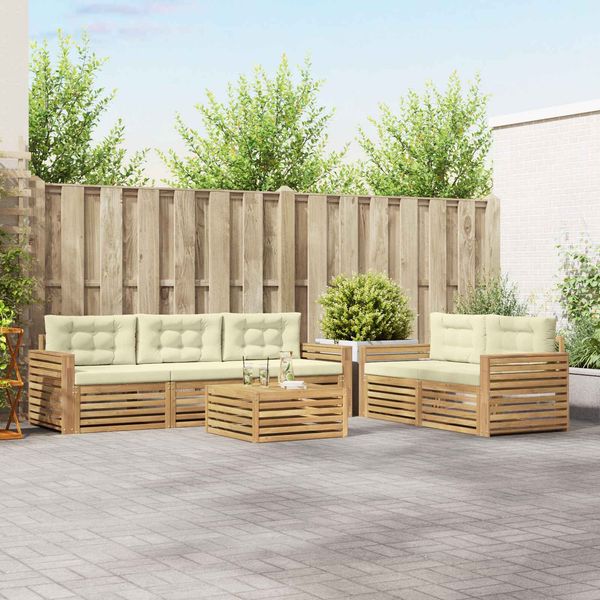 vidaXL Outdoor-Sofagarnitur 6 pcs Weiß und Creme 3390050