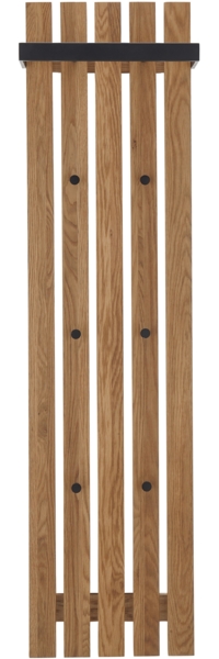 BANTRY Garderobenpaneel - 5 Leisten Höhe 150 cm / Eiche natur geölt / mit Ablage
