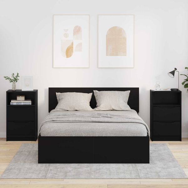 vidaXL Nachttische 2 pcs Schwarz 40 x 30 x 467 cm Holzwerkstoff 888910