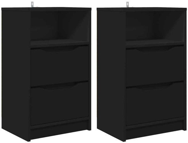 vidaXL Nachttische 2 pcs Schwarz 40 x 30 x 467 cm Holzwerkstoff 888910