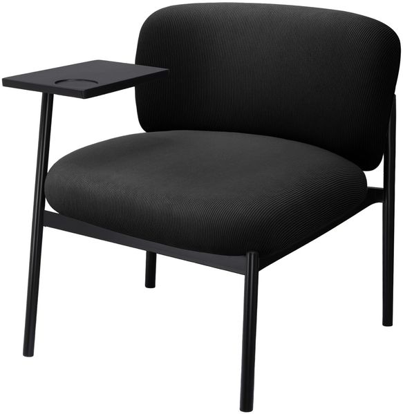 COMHOMA Loungesessel Sessel Relaxsessel Ohrensessel modern, Polsterstuhl mit Metallbeinen, Einzelsofa für Wohnzimmer/Schlafzimmer/Garten, Schwarz