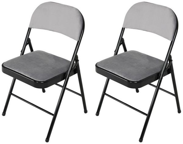 HTI-Living Klappstuhl Klappstuhl Wedigo Velvet Grau 2er-Set (Set, 2 St), Gästestuhl Familienfeiern Firmenveranstaltungen