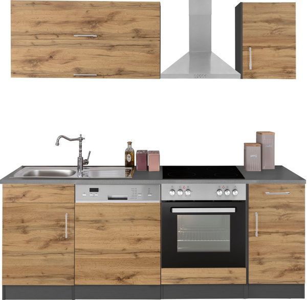 KOCHSTATION Küchenzeile KS-Colmar, mit E-Geräten, Breite 210 cm