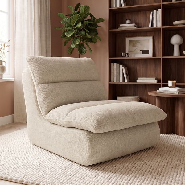 skølm 'Sváfa' Sessel 1 Sitzer, ergonomischer Vollschaum Relaxsessel 77 cm breit, Fernsehsessel 11cm dick gepolstert, Loungesessel vakuumverpackt, Chenille beige
