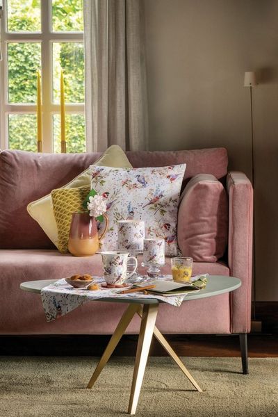 Ambiente® Tischläufer Busy birds (1-tlg, 1-teilig), Tischläufer Tischdecke ca. 40x150cm Baumwolle