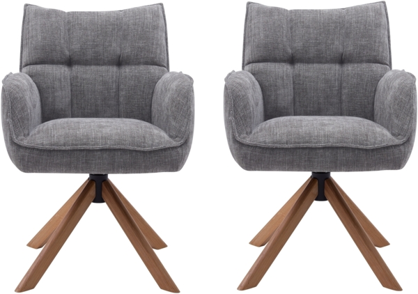Armlehnstuhl >Marilla< (2er-Set) drehbar, Federkern, Chenille graphit - 59x86x65 (BxHxT)
