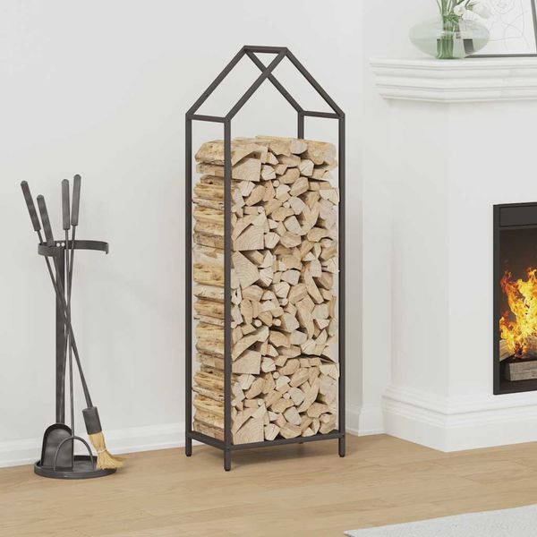 vidaXL Brennholzregal Schwarz 40x25x120 cm Kaltgewalzter Stahl 864299