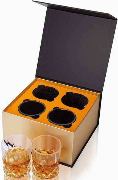 FELIXLEO Tumbler-Glas Whiskygläser 10 oz schwerer Boden altmodisches Rum-Wodka-Geschenkset, 4-tlg.