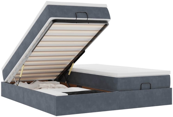 vidaXL Ottoman-Bett mit Matratzen Dunkelgrau 200x200 cm Samt 3311268