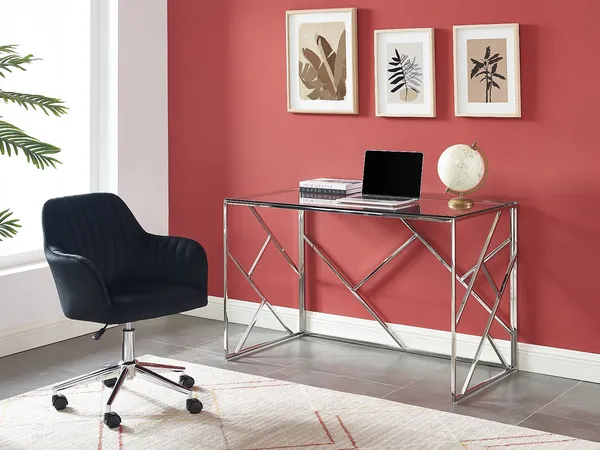 Vente-unique - ELEANA Office chair SamtStoff Schwarz - B 61,5 cm x H 89 cm79,5 cm x L 59 cm