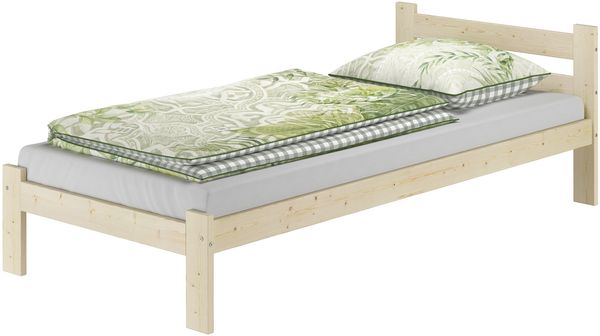 Unbehandeltes Massivholzbett Einzelbett 90x200 Fichte massiv mit wählbarem Zubehör V-60.60N-09ohne Zubehör