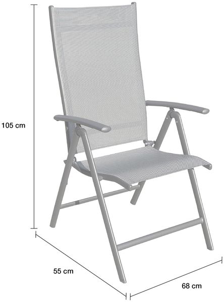 Klappstuhl Monti 2er Set Gartenstuhl Positionsstuhl 7-fach verstellbar Textilen Anthrazit Bild 2