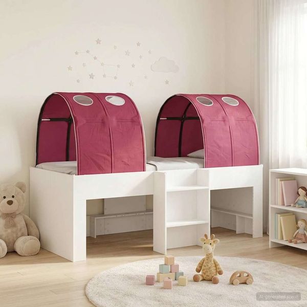 vidaXL Bett mit Tunnel 4 pcs Weiß und Rot Holzwerkstoff 3423573