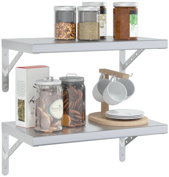 vidaXL Wandregale 2 Stk. 50x30 cm Silbern Edelstahl 3214509 Bild 4