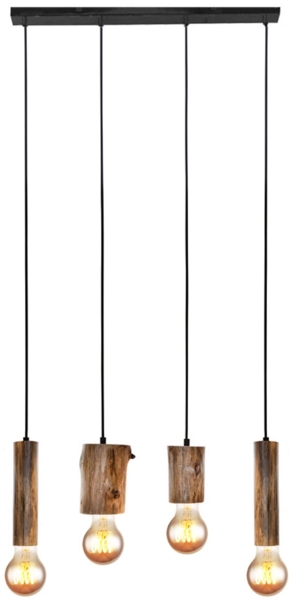 Hängeleuchte, Holz Eukalyptus, schwarz, H 150 cm