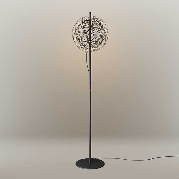 s.luce Atom LED-Stehleuchte aus Metall mit Touchdimmer Schwarzchrom, Schwarz Ø 50cm