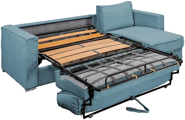 Vente-unique - LORETO Sofa SamtStoff Blau - B 223 cm152 cm x H 90 cm x L 298 cm Bild 5