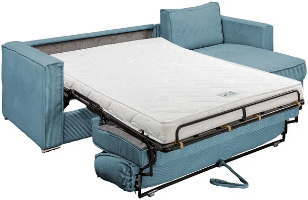 Vente-unique - LORETO Sofa SamtStoff Blau - B 223 cm152 cm x H 90 cm x L 298 cm Bild 4