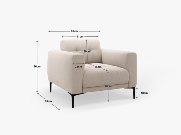 Micadoni Sessel Bemy 1-Sitzer Samt Grau Bild 6