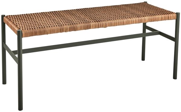 Gartenbank DK 106 cm von Brafab aus Aluminium und Kunstrattan, modern, Nordic Green, für 1-2 Personen