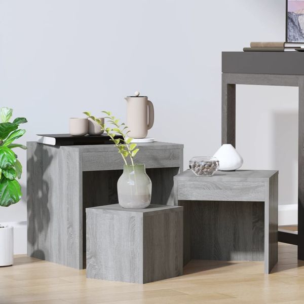 Satztische 3 Stk. Grau Sonoma Holzwerkstoff [815226]