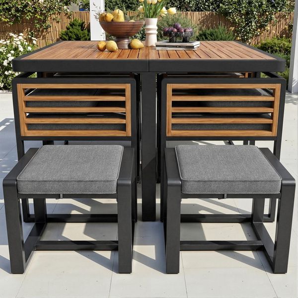 HAUSS SPOLE Gartenlounge-Set für 6 Personen,Gartengarnitur mit Sicherheitsglas-Tischplatte,grau